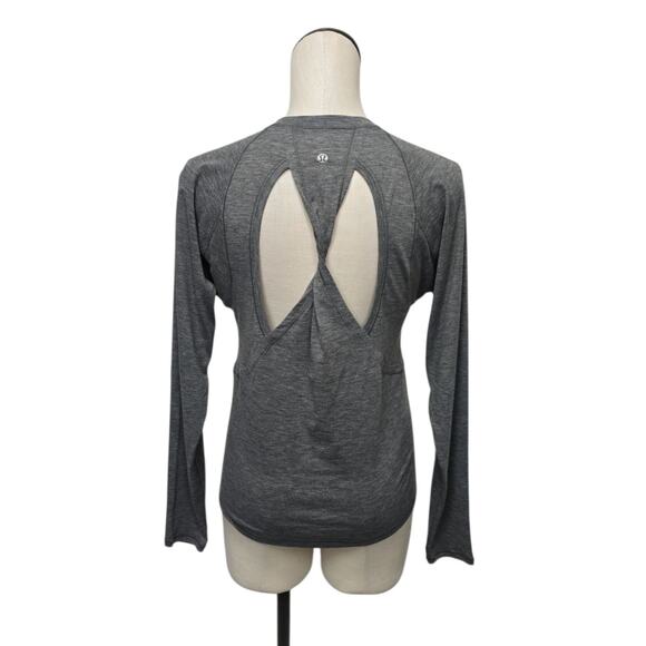 Lululemon Women's 6 Stop Drop & Squat Top Long Sleeve Grey Thumbholes Twist Back - Picture 2 of 8